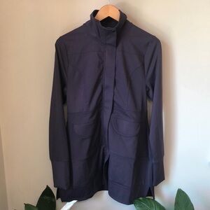 AnyAge Activewear SEDONA XLONG HIGH COLLAR JACKET Women’s Large Regal Plum NWT